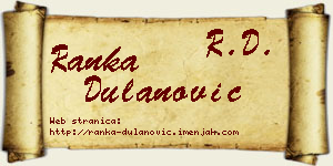 Ranka Dulanović vizit kartica